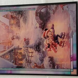 Winter Mickey and Minnie disney stained glass panel Bradford